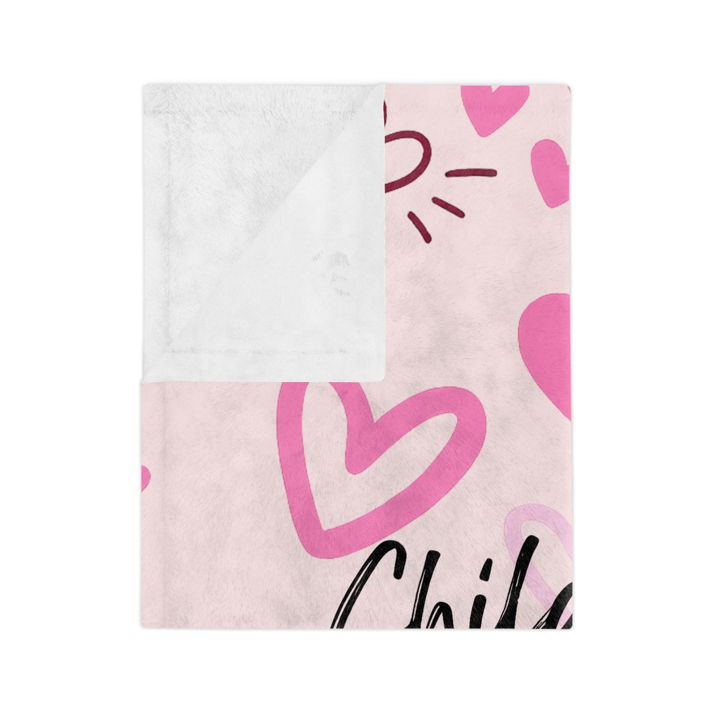 Child of God Heart Blanket — Pink Velveteen Microfiber Throw