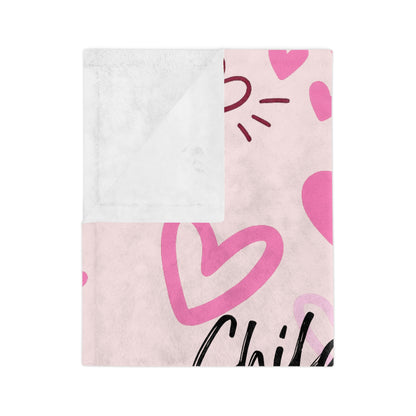 Child of God Heart Blanket — Pink Velveteen Microfiber Throw