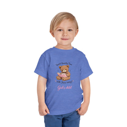 Toddler Tee — "Spend Quality Time with Jesus Today!" Bear Christian Kids Shirt