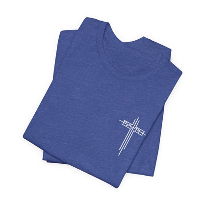 Christian Cross T‑Shirt — Subtle Back Cross Graphic Religious Tee