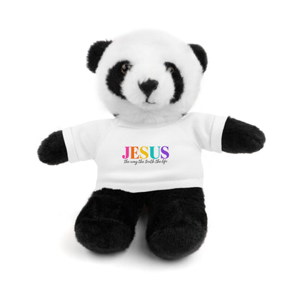 Jesus Rainbow Tee Teddy Bear - Plush Stuffed Animal with Faith Shirt