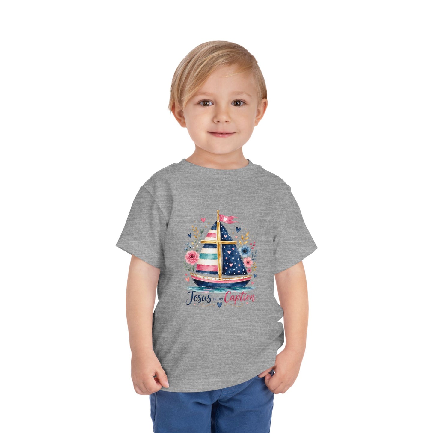 Toddler Tee - 'Jesus is my Captain' Nautical Sailboat Christian Shirt