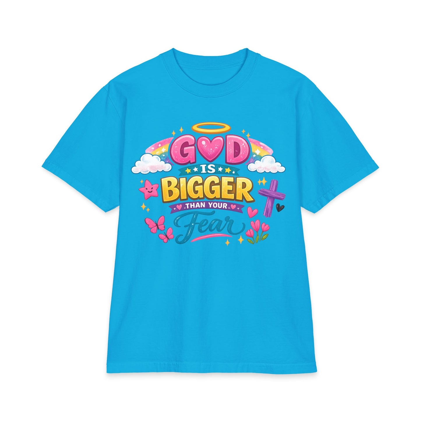 Faith Graphic T-Shirt — "God Is Bigger Than Your Fear" Inspirational Christian Tee