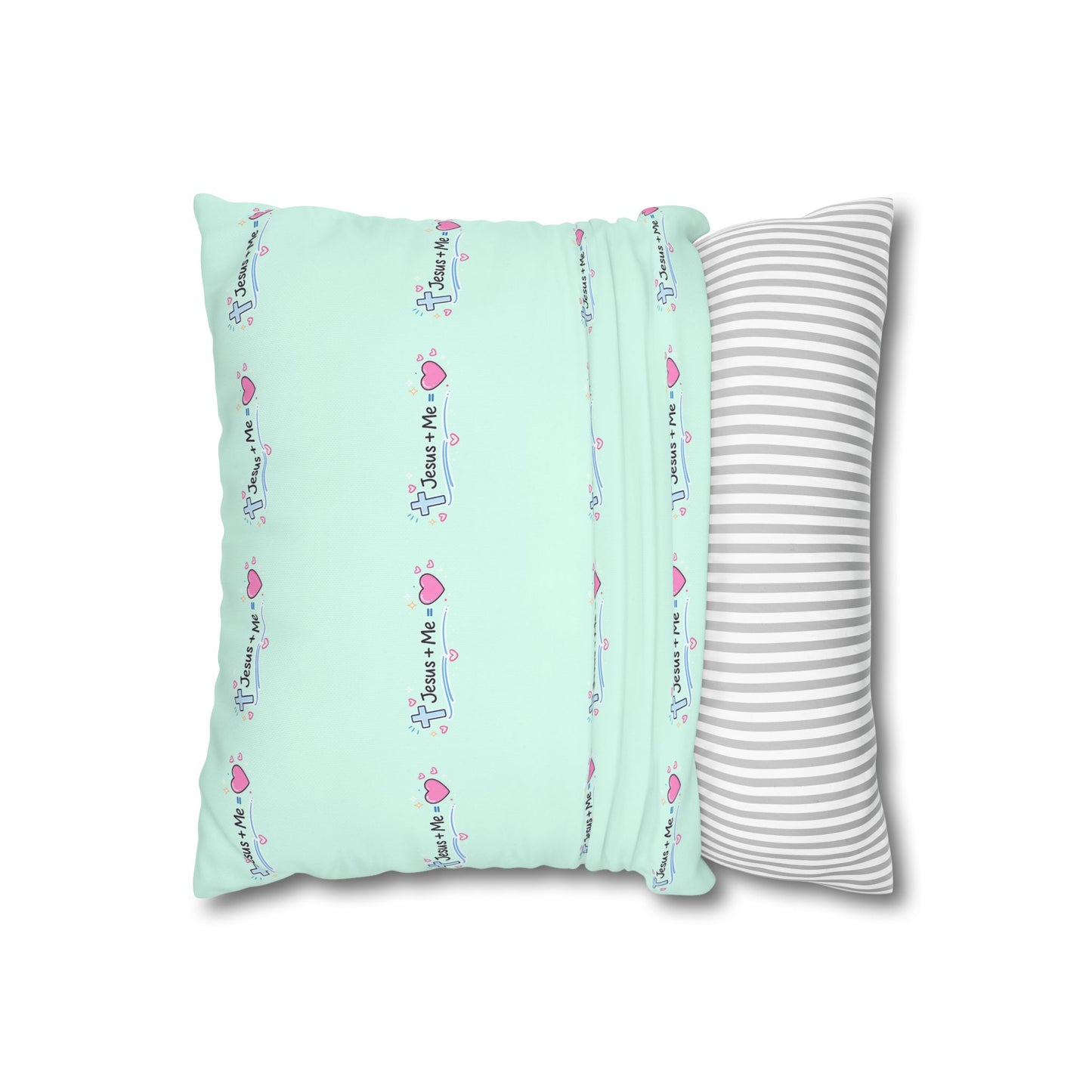 Faith Car Pillowcase — "Riding with Jesus & a Full Tank of Faith" Square Throw Pillow Cover