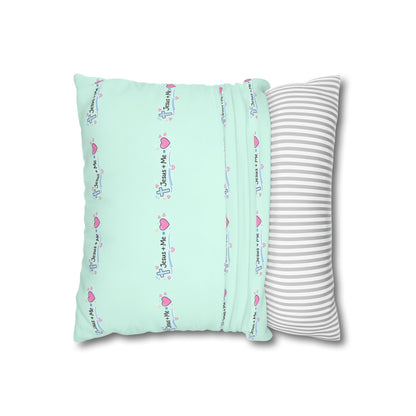 Faith Car Pillowcase — "Riding with Jesus & a Full Tank of Faith" Square Throw Pillow Cover