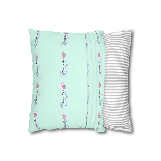 Faith Car Pillowcase — "Riding with Jesus & a Full Tank of Faith" Square Throw Pillow Cover