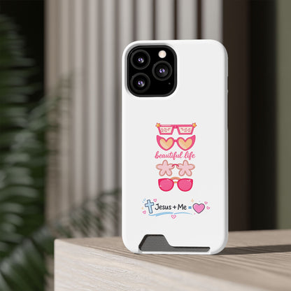 Jesus + Me Phone Card Case — "Beautiful Life" Pink Sunglasses Christian Wallet Case