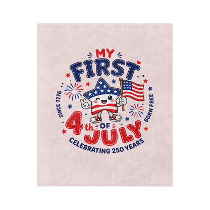 My First 4th of July Baby Blanket — Velveteen Microfiber Patriotic Infant Throw