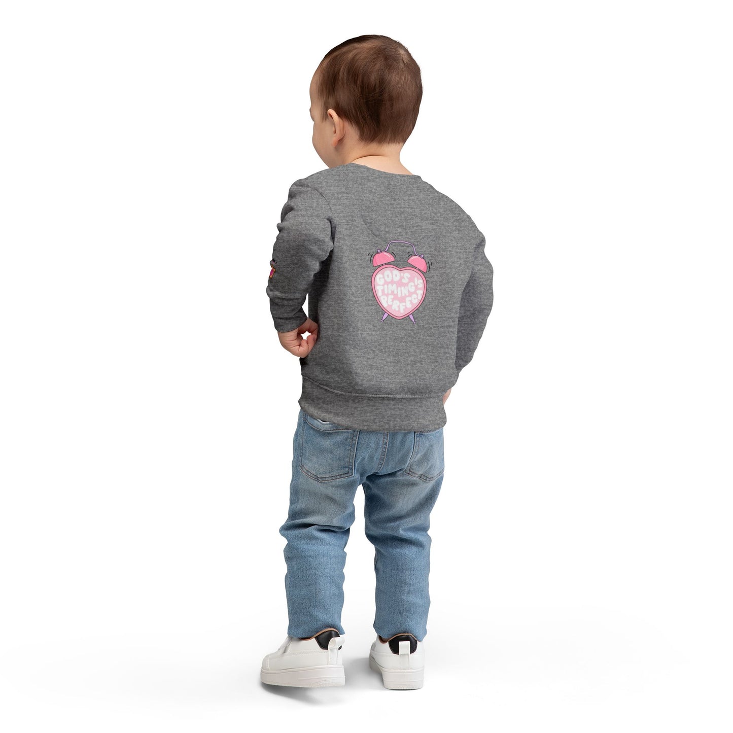 Toddler Sweatshirt — 'Made for a Purpose' Rainbow & 'God's Timing is Perfect' Pink Graphic