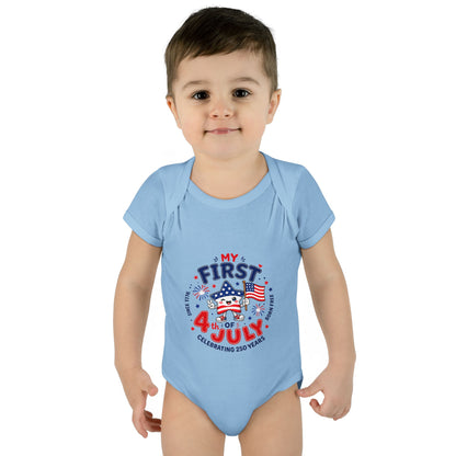 Baby Bodysuit – "My First 4th of July" Patriotic Infant Onesie
