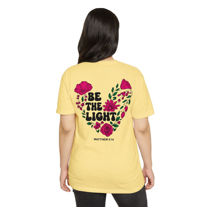 Be The Light Floral T-Shirt — Matthew 5:14 Inspirational Tee