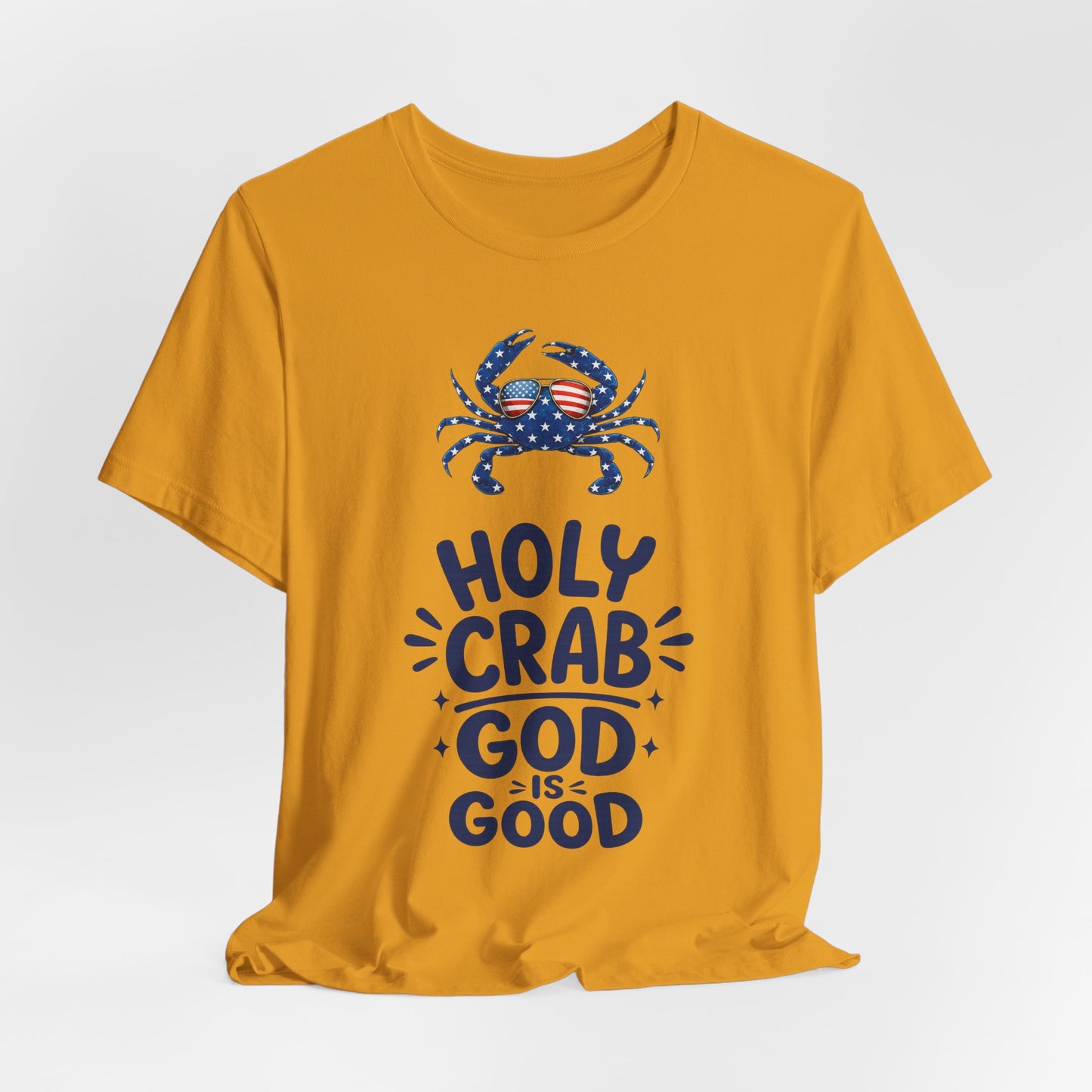 Holy Crab God Is Good T-Shirt — Patriotic Blue Crab Graphic Tee