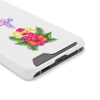 Phone Case with Card Holder — Floral Cross Design: "I Am a Child of God, A Woman of Faith"