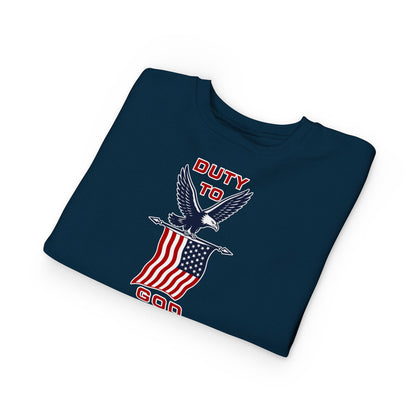 Toddler Sweatshirt - 'Duty to God' Patriotic Eagle & Flag