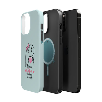Christian Cute Heart Phone Case — "I Know Jesus Loves Me So Much" Magnetic Impact-Resistant Case