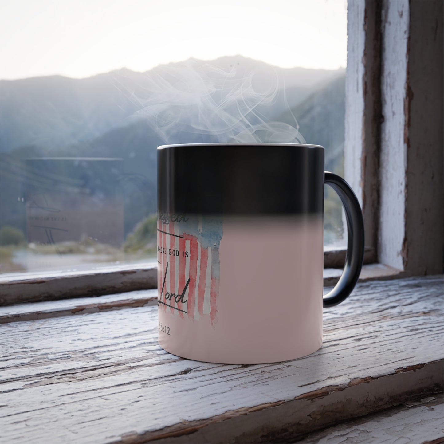 Blessed Is The Nation Color-Changing Mug — Psalm 33:12 Christian Coffee Cup