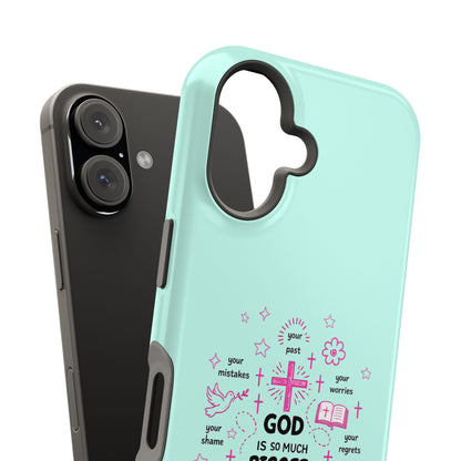 Mint Christian Phone Case — "God Is So Much Bigger Than..." Magnetic Impact-Resistant
