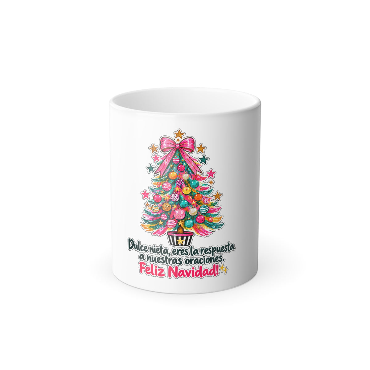 Color-Changing Mug – Christmas Tree with Spanish 'Feliz Navidad' Message