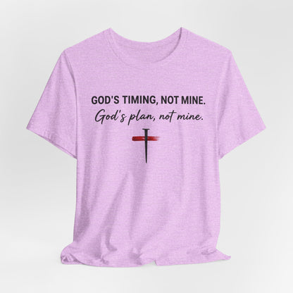 God's Timing, Not Mine Tee — Christian Faith Cross T-Shirt