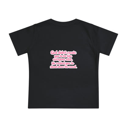 Baby T-Shirt — Pink Roller Skates "I Roll with Jesus" | Christian Infant Tee