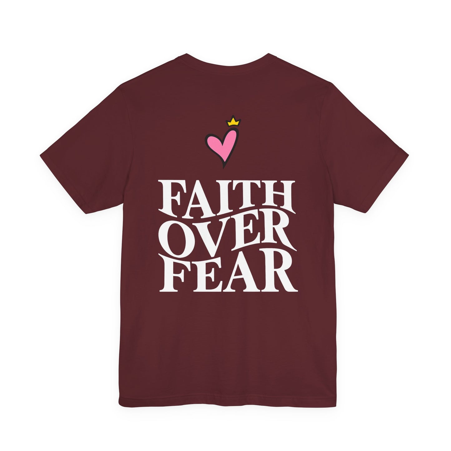 Faith Over Fear T-Shirt — "Saved by Grace" Christian Tee (Heart & Crown)