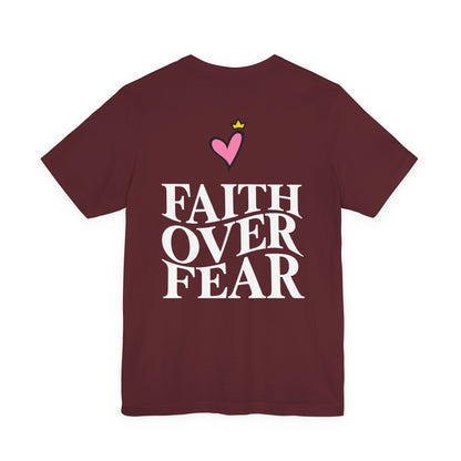 Faith Over Fear T-Shirt — "Saved by Grace" Christian Tee (Heart & Crown)