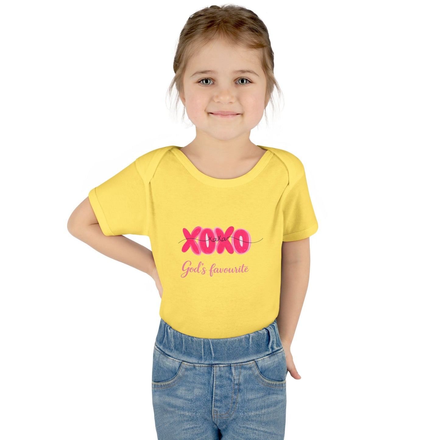 Baby Bodysuit "XOXO God's Favorite" — Cute Pink Valentine Infant Onesie