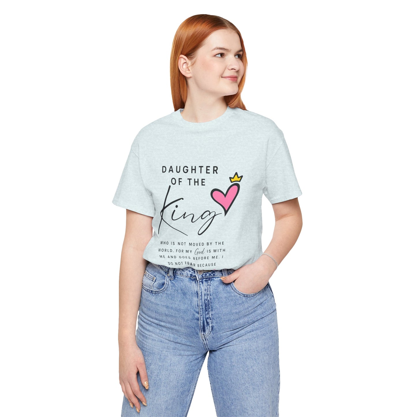 Daughter of the King T-Shirt — Faith-Based Christian Tee with Heart Crown Design