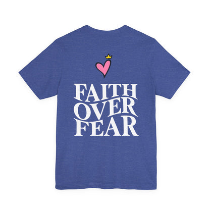 Faith Over Fear T-Shirt — "Saved by Grace" Christian Tee (Heart & Crown)