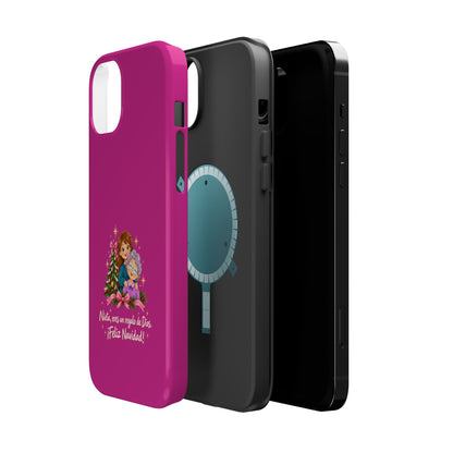 Magenta Christmas Grandma Phone Case — "Abuela, eres un regalo de Dios. ¡Feliz Navidad!" Magnetic Impact-Resistant