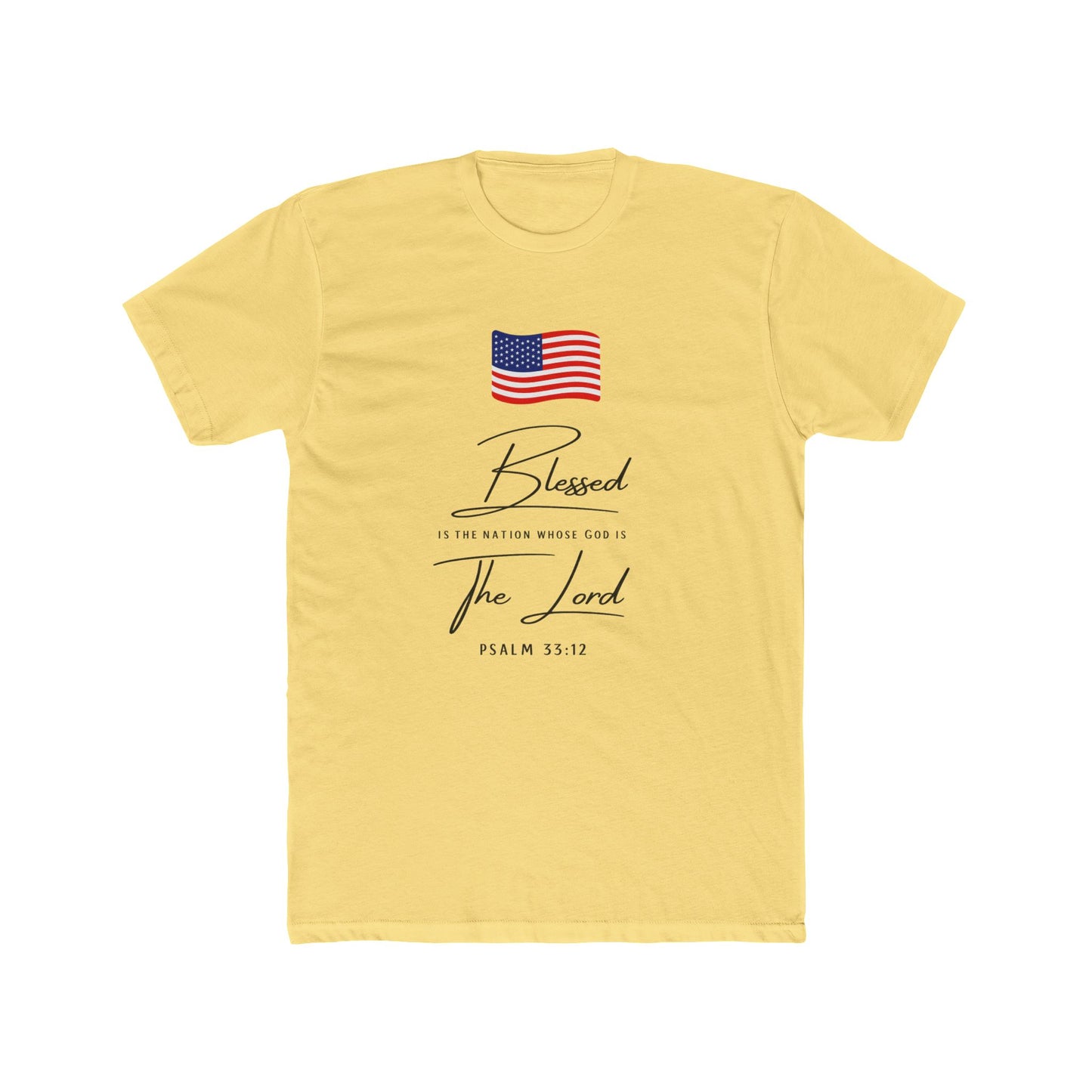 Blessed by the Lord American Flag T-Shirt — Psalm 55:12 Patriotic Christian Tee