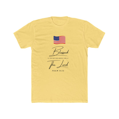 Blessed by the Lord American Flag T-Shirt — Psalm 55:12 Patriotic Christian Tee