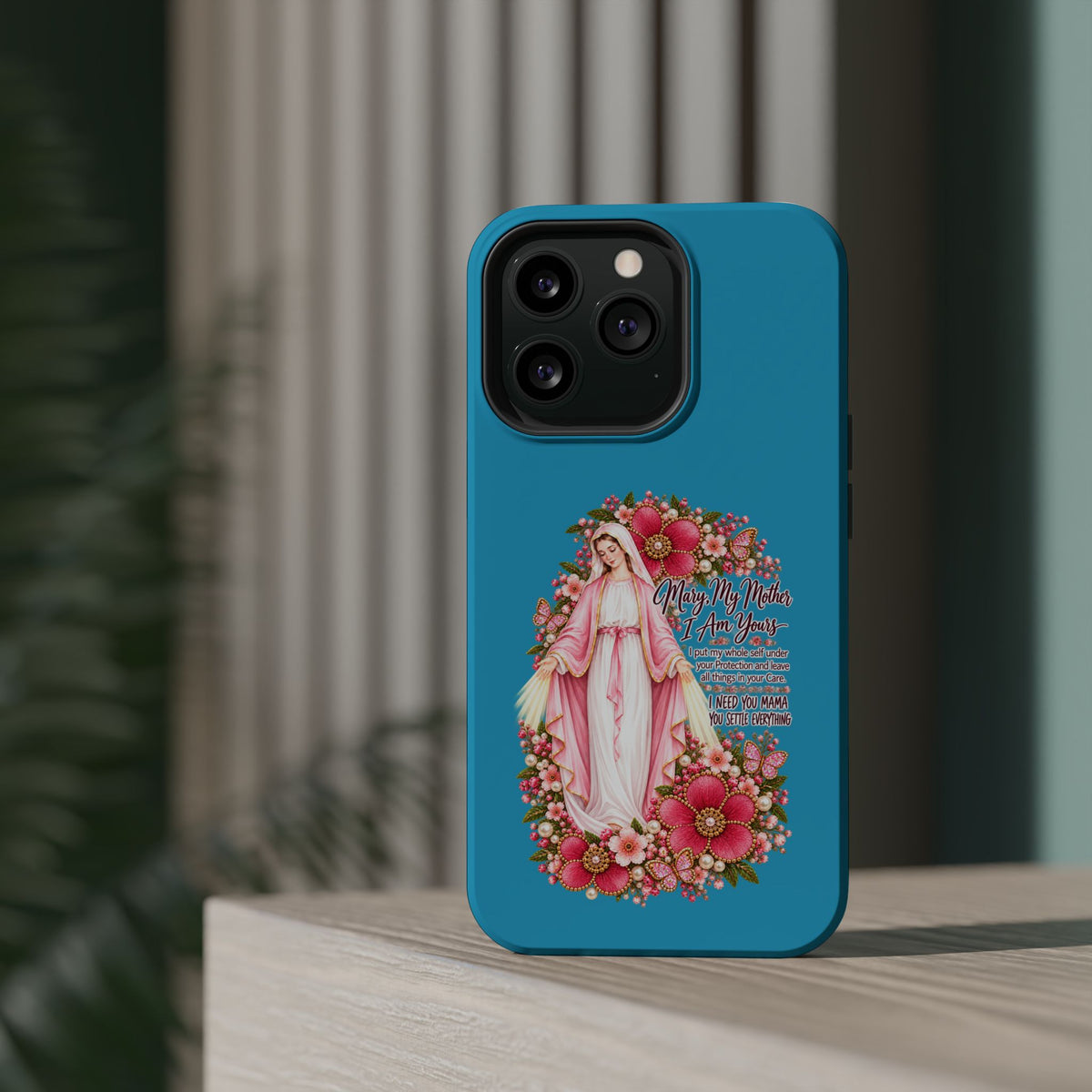 Religious Floral Phone Case — 'Blessed Virgin' Magnetic Impact-Resistant Case
