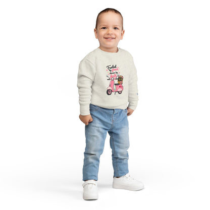 Toddlers' Faith Sweatshirt — "Fueled by Grace, Driven by Faith" Pink Scooter