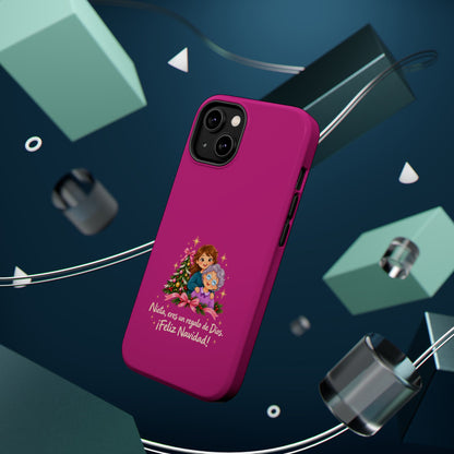 Magenta Christmas Grandma Phone Case — "Abuela, eres un regalo de Dios. ¡Feliz Navidad!" Magnetic Impact-Resistant