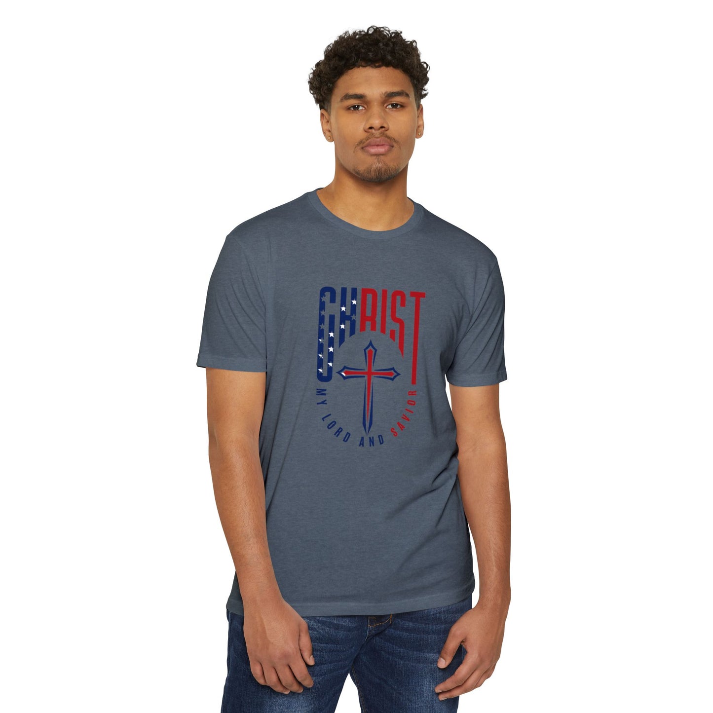 UNISEX Christ Cross T‑Shirt — My Lord and Savior Patriotic Christian Tee