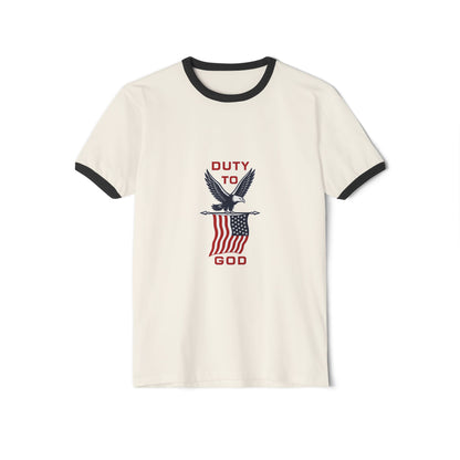 Duty to God Eagle Flag Ringer T-Shirt