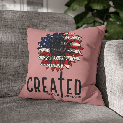 CREATED WITH A PURPOSE & GOD UNDER ONE NATION Canvas Pillowcase