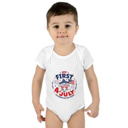 Baby Bodysuit – "My First 4th of July" Patriotic Infant Onesie