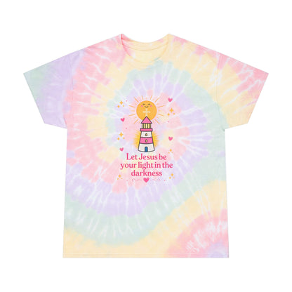 Pastel Tie-Dye Tee — 'Let Jesus Be Your Light' Lighthouse Christian T-Shirt
