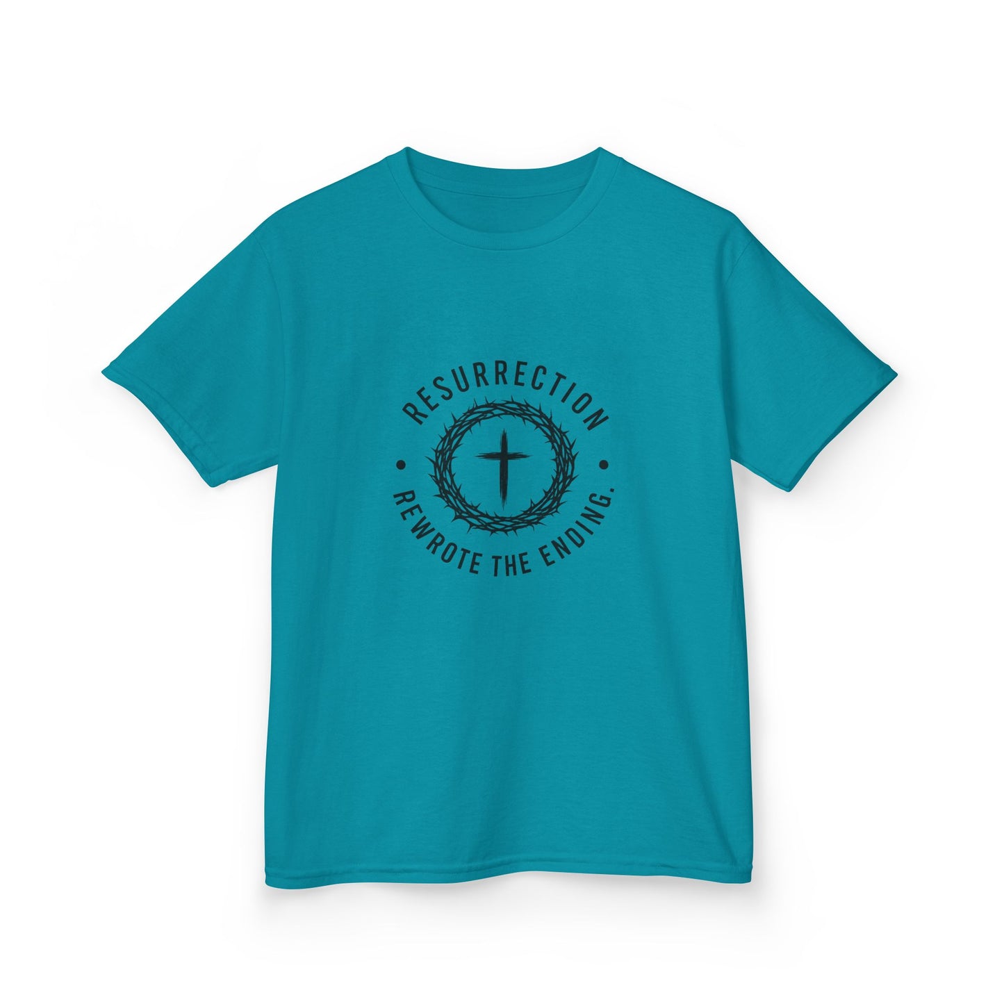 UNISEX KIDS Tee — 'Resurrection: He Wrote the Ending' Cross Graphic
