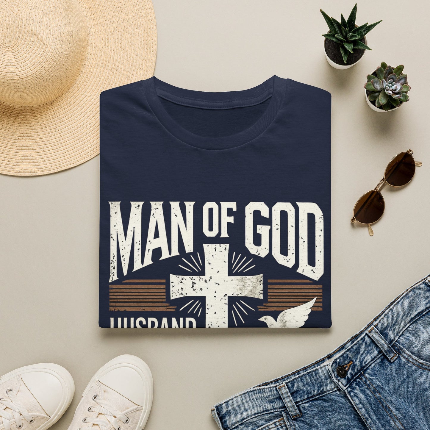 Man of God Dad T-Shirt – Christian Husband & Father Faith Tee