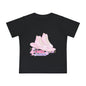 Baby T-Shirt — Pink Roller Skates "I Roll with Jesus" | Christian Infant Tee