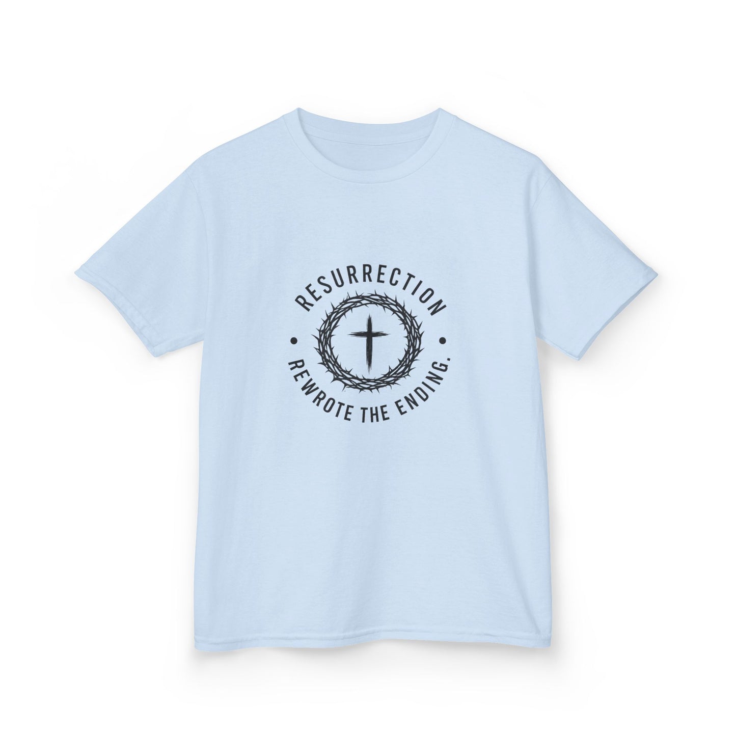 UNISEX KIDS Tee — 'Resurrection: He Wrote the Ending' Cross Graphic