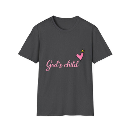 God's Child T-Shirt — Pink Heart Christian Faith Tee