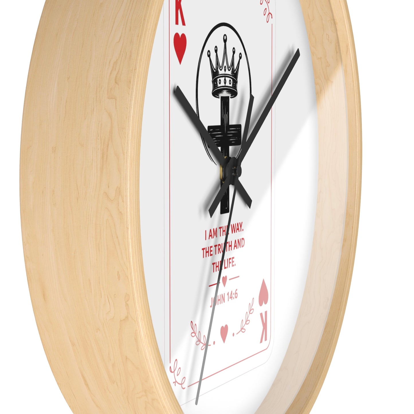 King of Hearts Christian Wall Clock — John 14:6 Playing Card Design