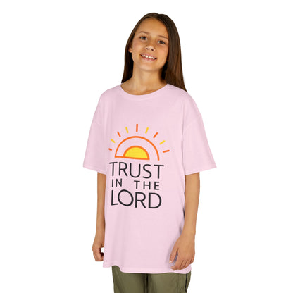 UNISEX Kids T-Shirt — "Trust in the Lord" Sun Graphic Christian Tee