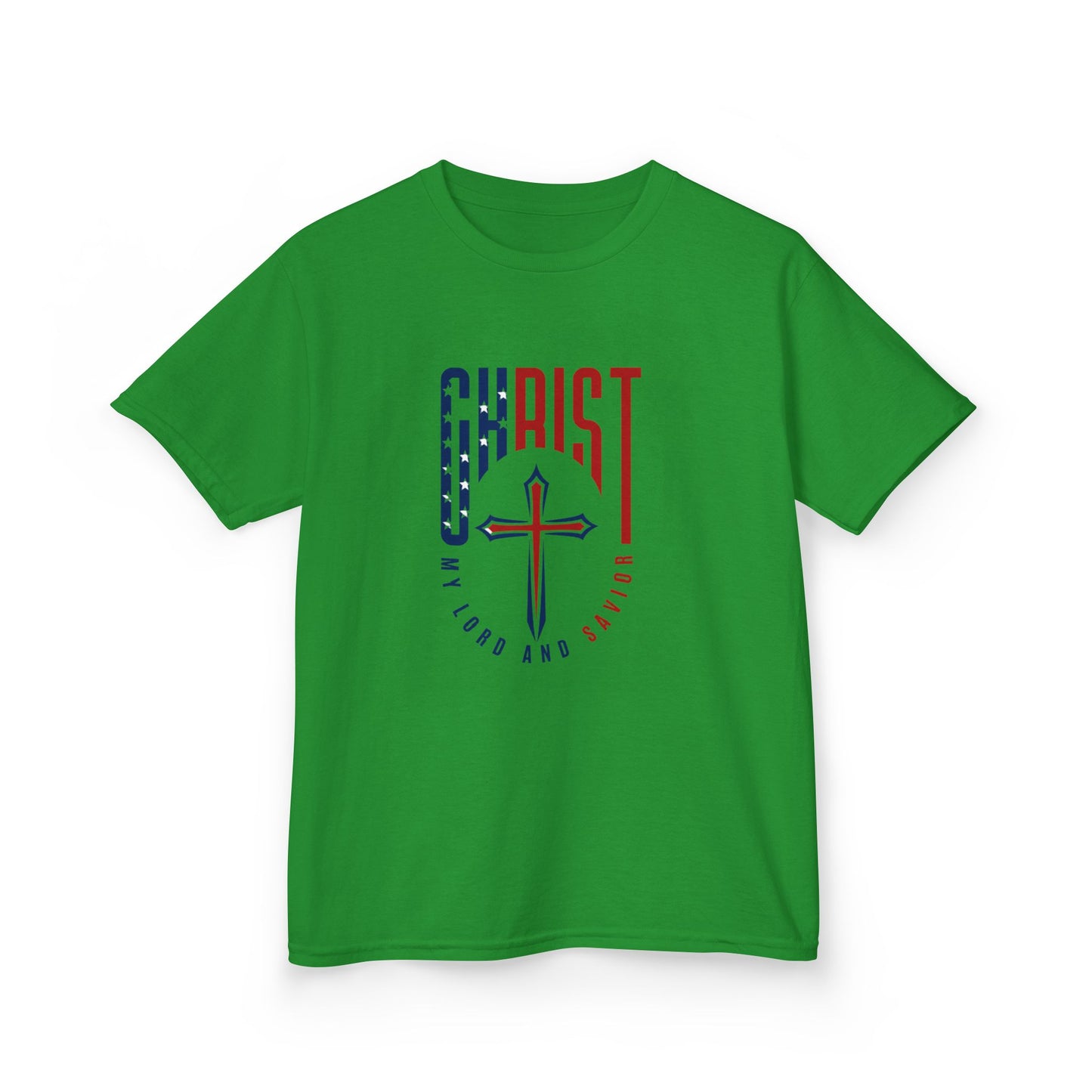 Kids Christian T-Shirt — "Christ Lives Our Hope" Patriotic Cross Tee