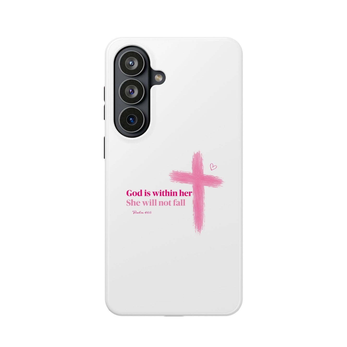 Phone Case — "God is within her, She will not fall" Pink Cross Magnetic Impact-Resistant Case