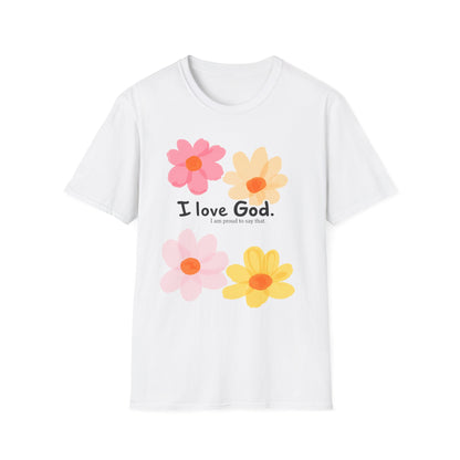 Christian Floral T‑Shirt — "I Love God" Cute Flower Faith Tee